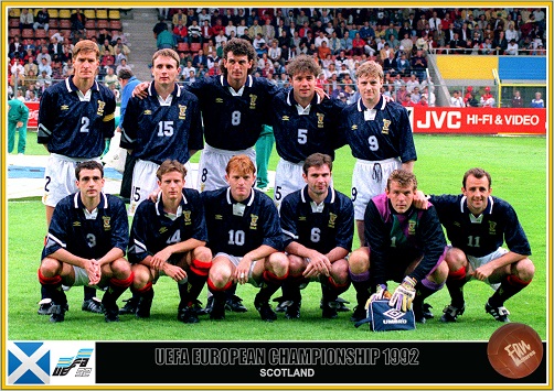 Scotland line up for the Euro 92 match against CIS