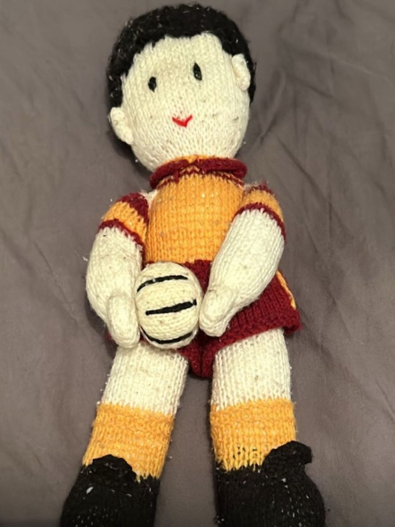 Motherwell fan Rab Bryson's knitted Dougie Arnott