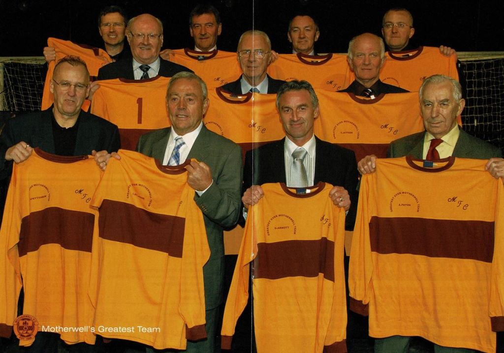Dougie Arnott (second from right, front row) and Motherwell FC's greatest-ever team pictured in 2007.